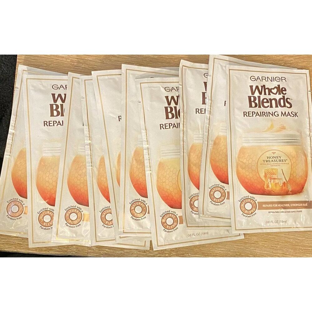 25 GARNIER WHOLE BLENDS Honey Treasures REPAIRING HAIR MASK Sample .6 oz ea l…